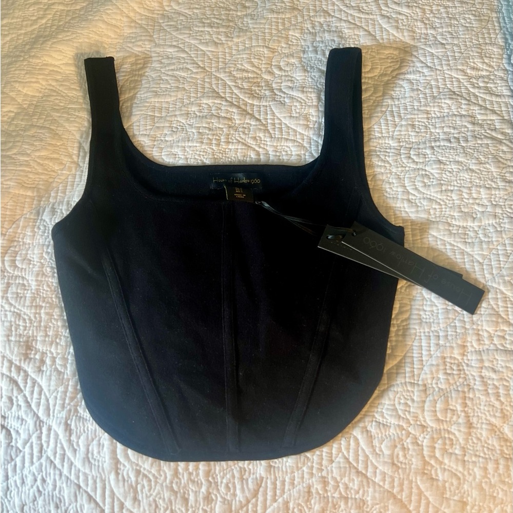 NWT new House of Harlow 1960 black cropped bustier sweater small s